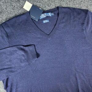 NWT VTG Polo Ralph Lauren‎ V-Neck Wool-Silk-Cashmere Sweater Men's 2XL Soft